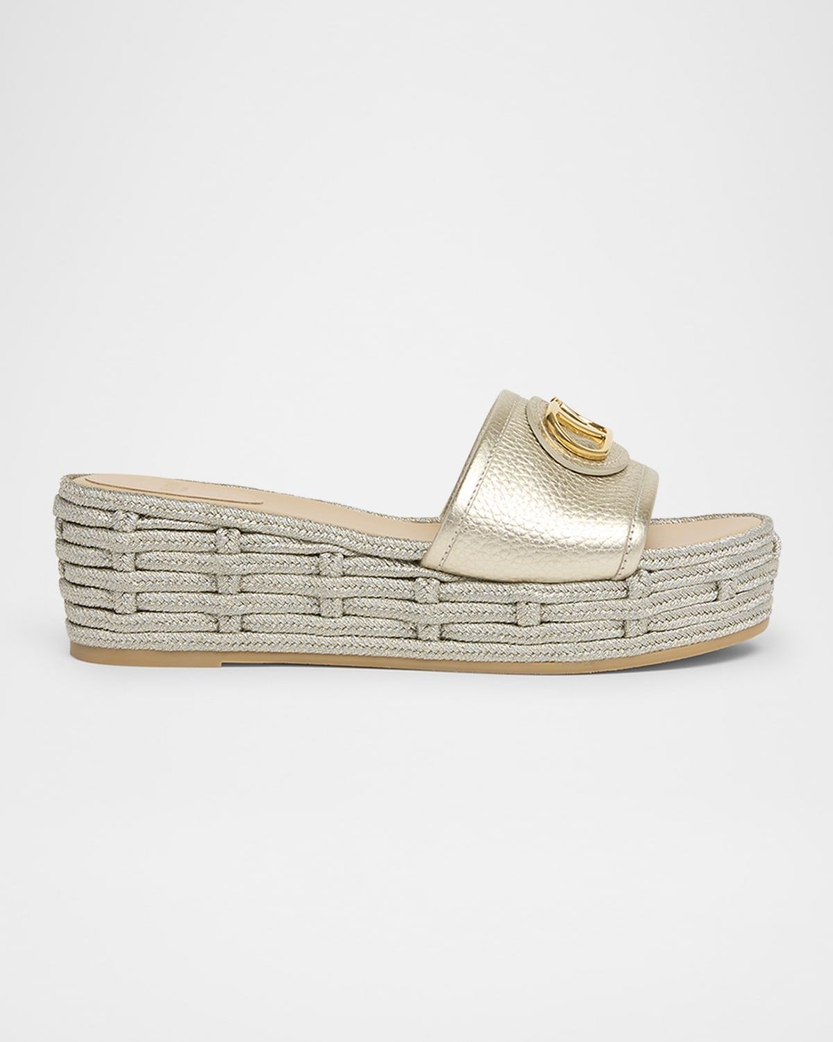 VLogo Metallic Medallion Platform Espadrilles