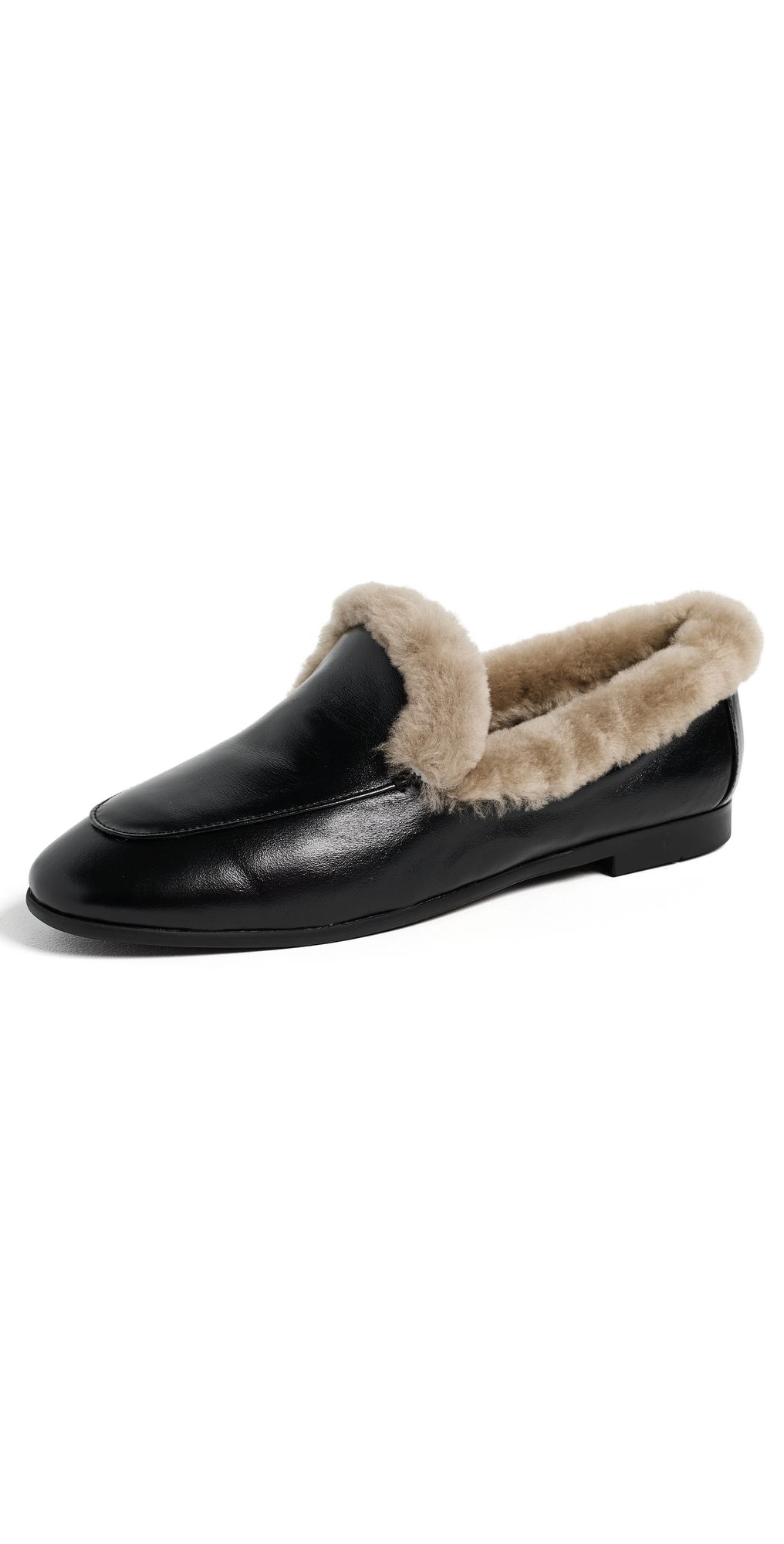 Black Suede Studio Zora Loafers Black Shine Leather/Shearling 41