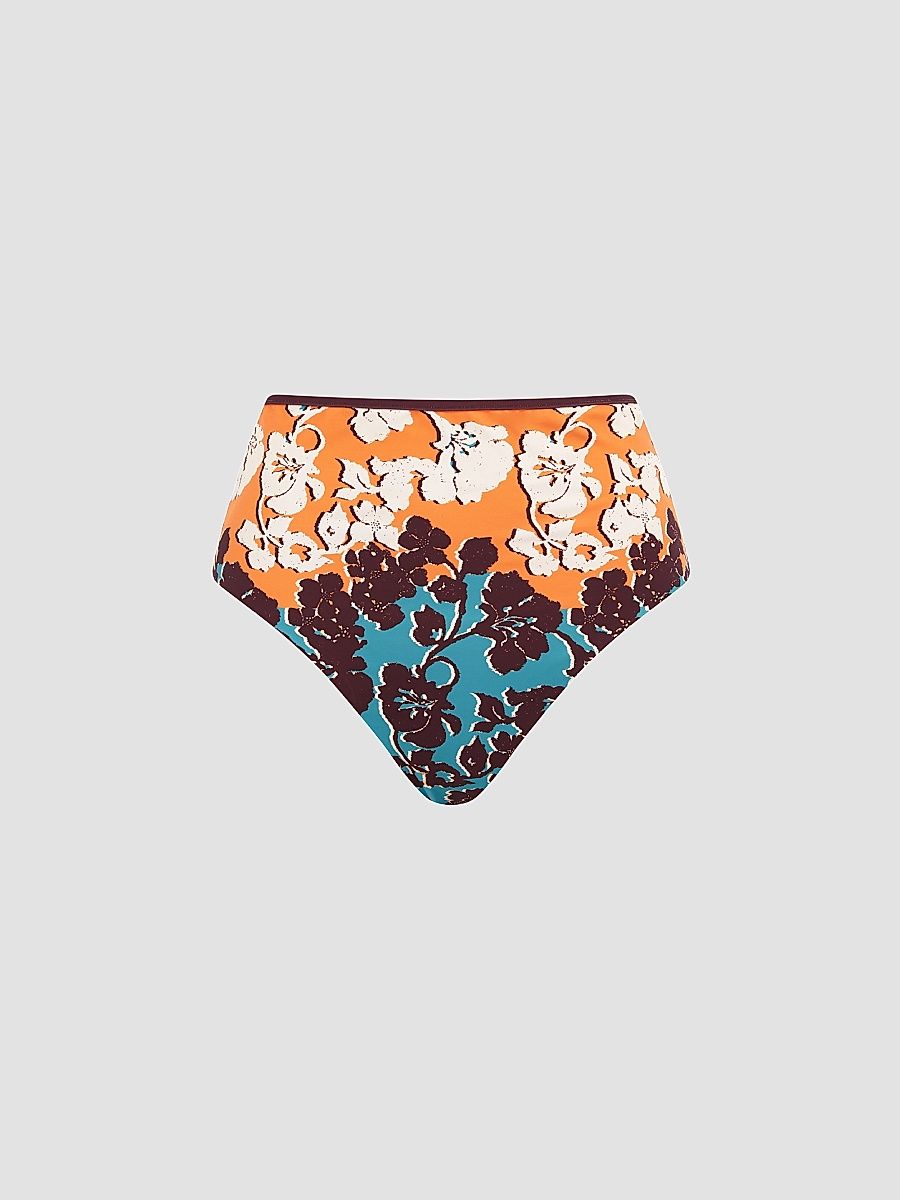 Women's Splice Floral High-Rise Bikini Bottom - Size XS