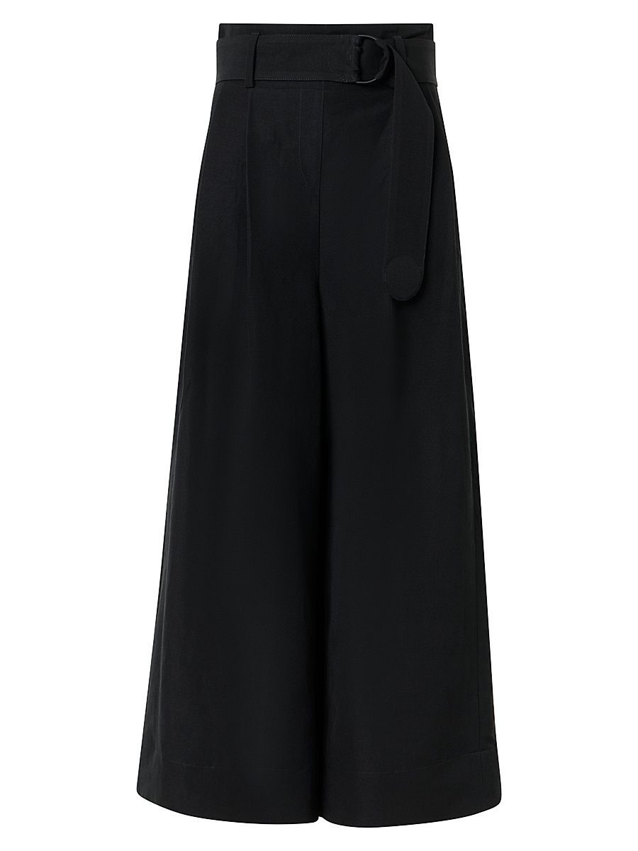 Women's Fiorella Linen-Blend High-Rise Pants - Black - Size 16