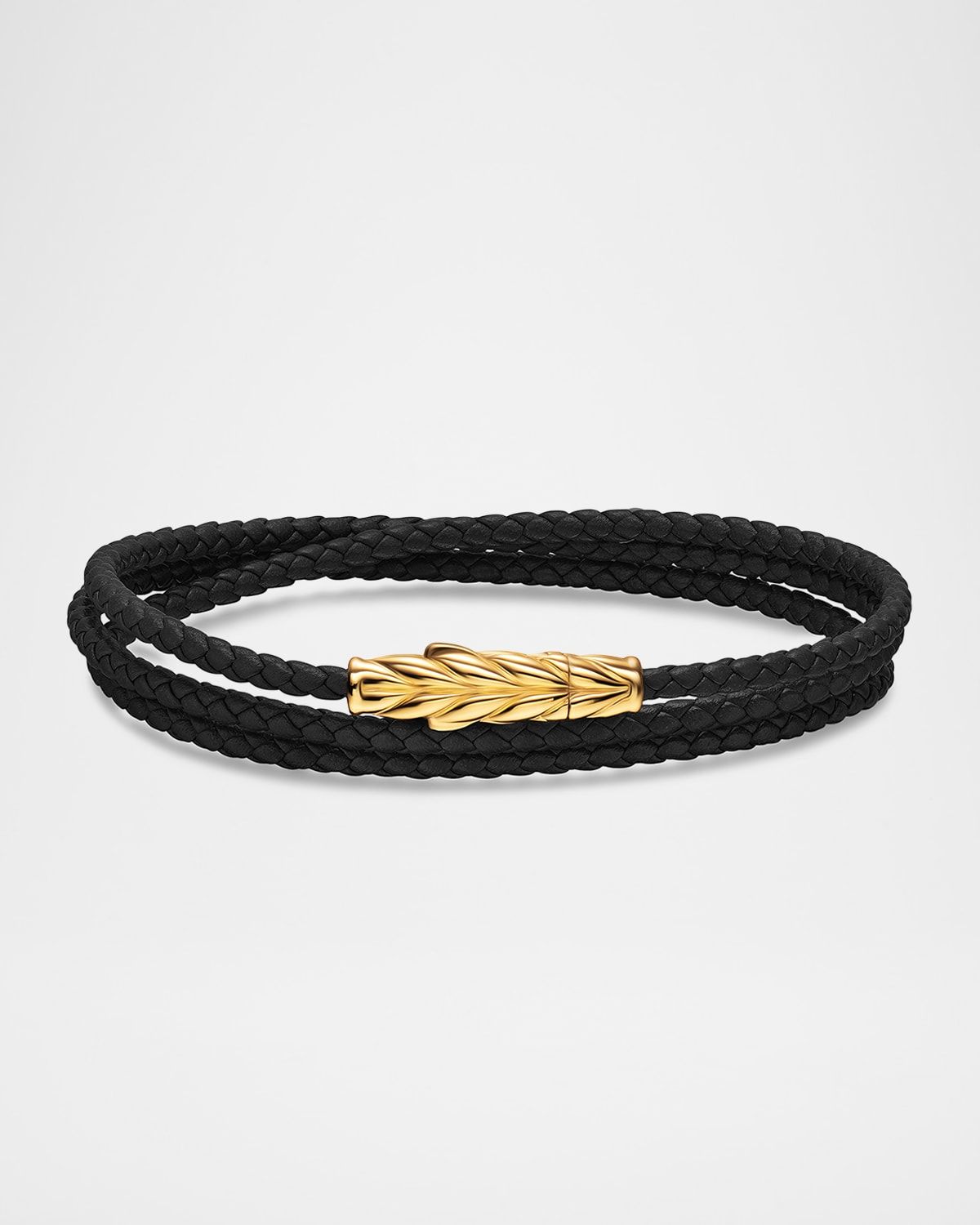Men & apos;s Chevron Triple Wrap Bracelet with 18K Gold