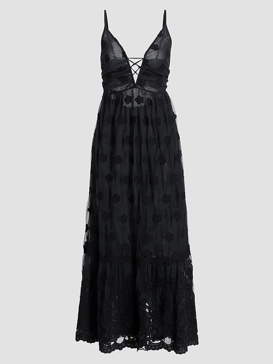 Women's Imogen Embroidered Midi Dress - Black Embroidery - Size XL
