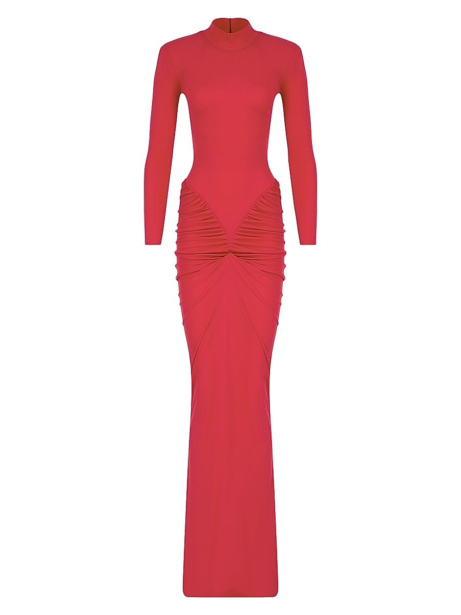 Women's Darja Gathered Stretch Knit Maxi-Dress - Firedance - Size 8