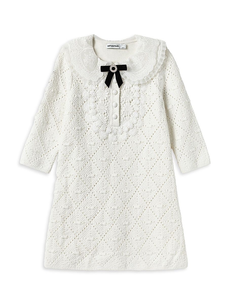 Little Girl's & Girl's Pointelle Knit Dress - White - Size 7