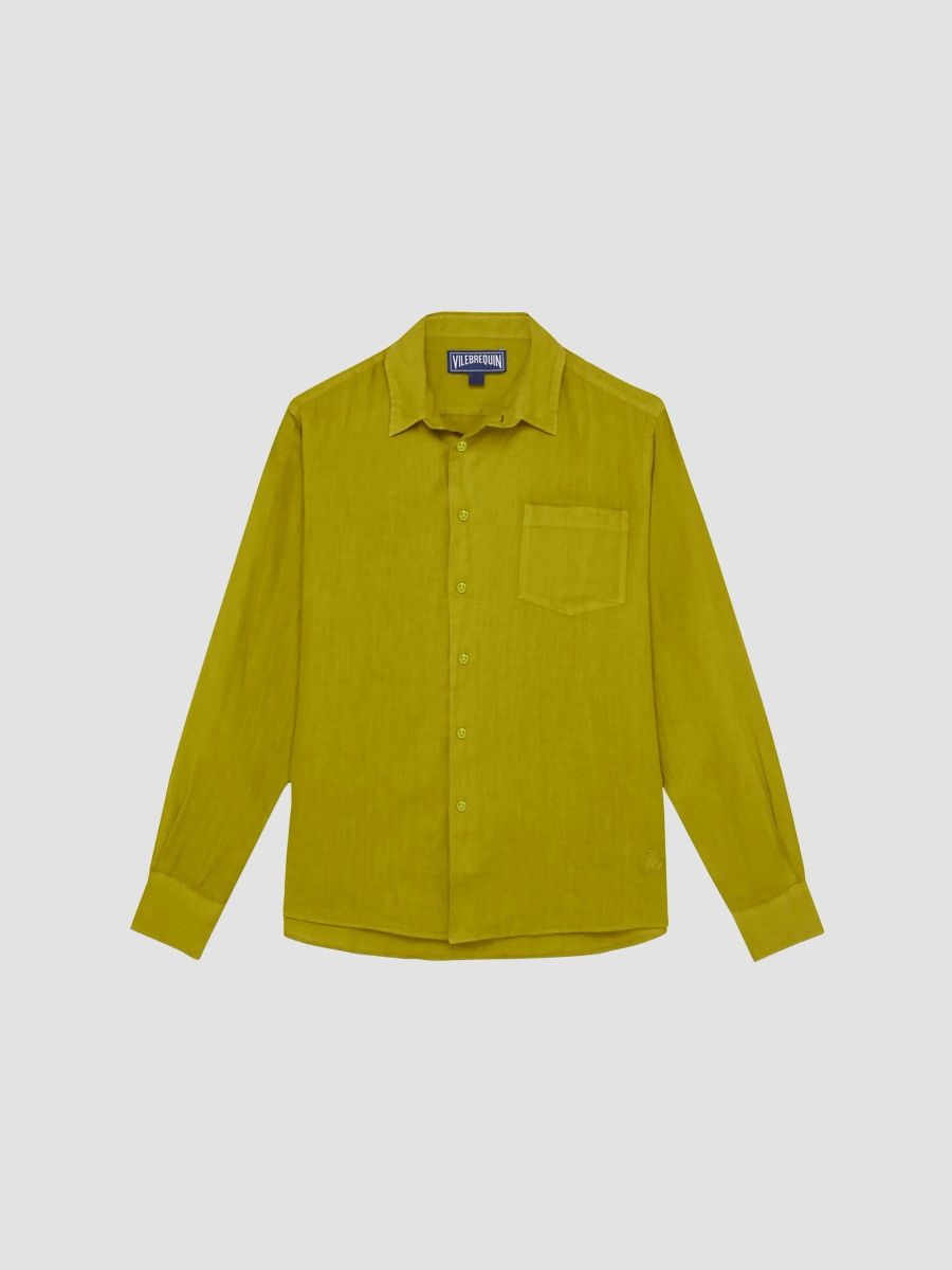Vilebrequin Men's Garment-Dyed Linen Shirt - Absinthe - Size XL
