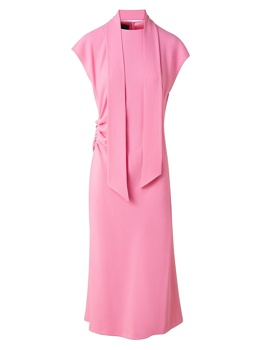 Women's Crepe Ruched Waist Midi-Dress - Pink - Size 16