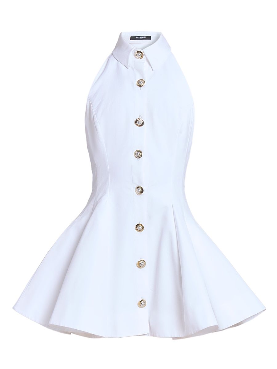 Women's Cotton Poplin Fit & Flare Minidress - Blanc - Size 10