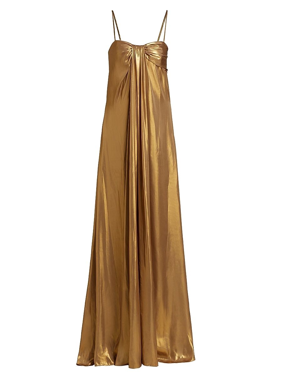 Women's Liza Metallic Cascade Gown - Antique Gold - Size 14