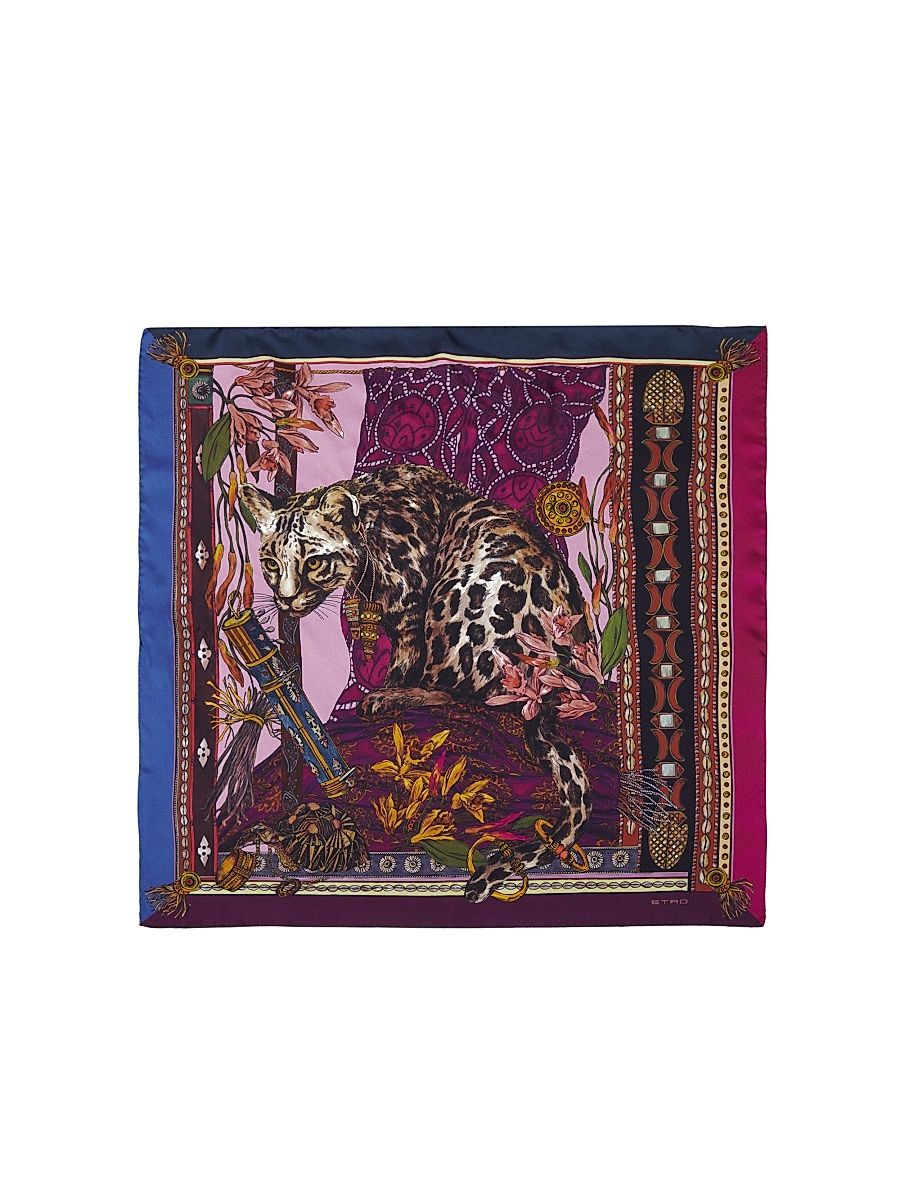 Women's Turandot Printed Silk Scarf - Multi Pink