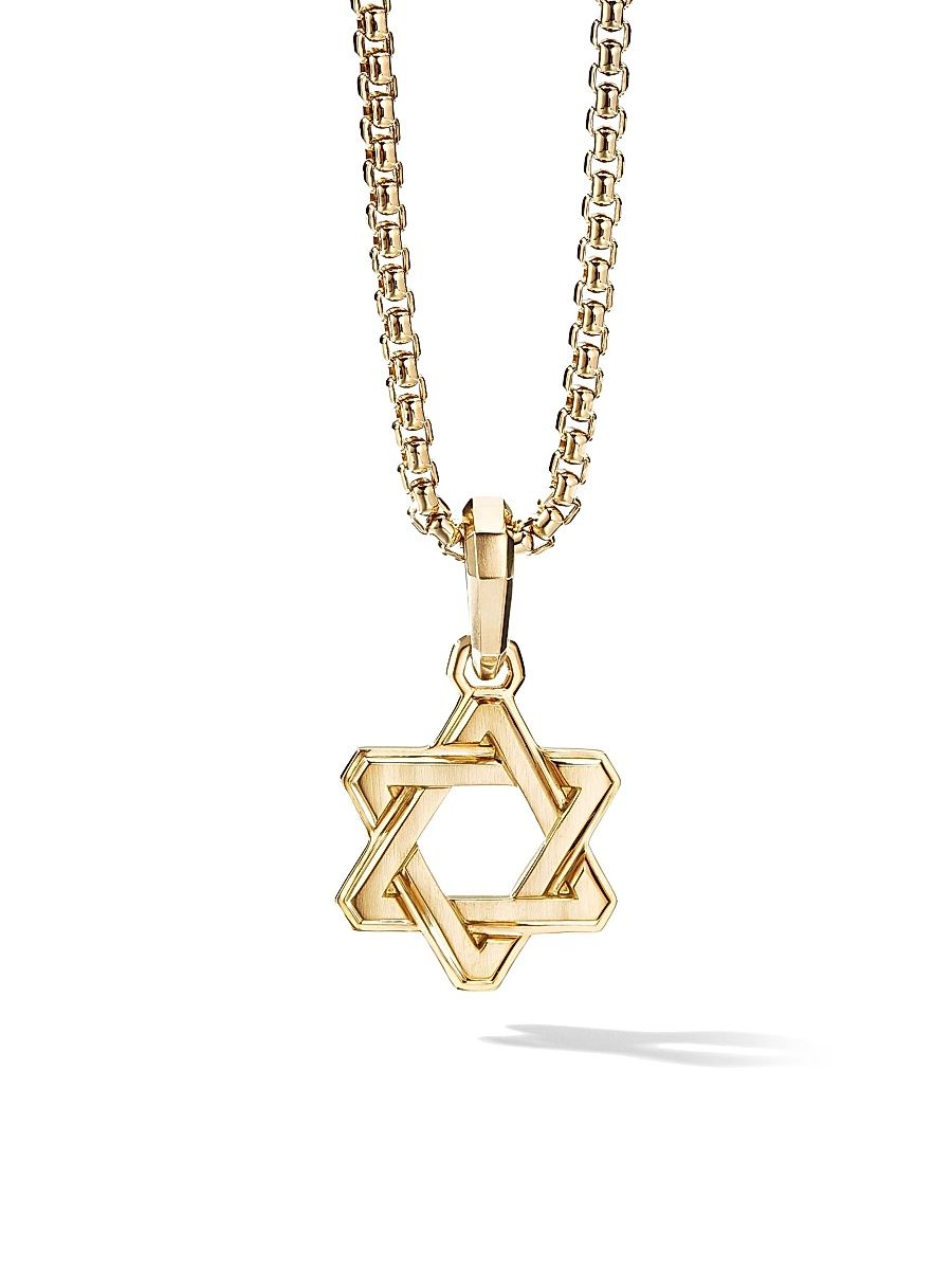 Men's Deco Star of David Pendant in 18K Yellow Gold, 24MM - Gold