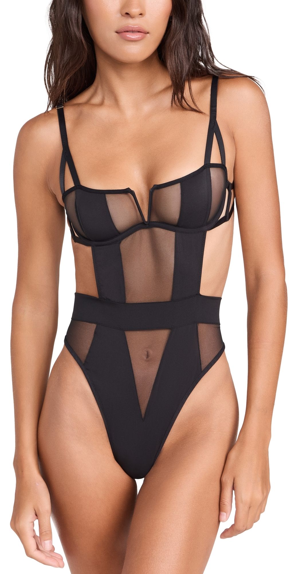 Bluebella Orla Wired Thong Bodysuit Black 36D