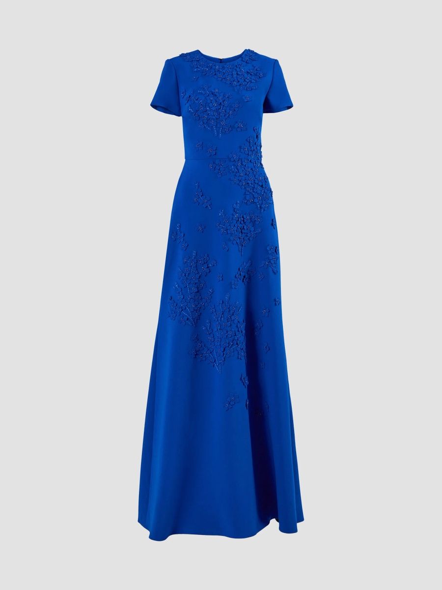 Carolina Herrera Women's Embellished Floral A-Line Gown - Ultramarine - Size 14