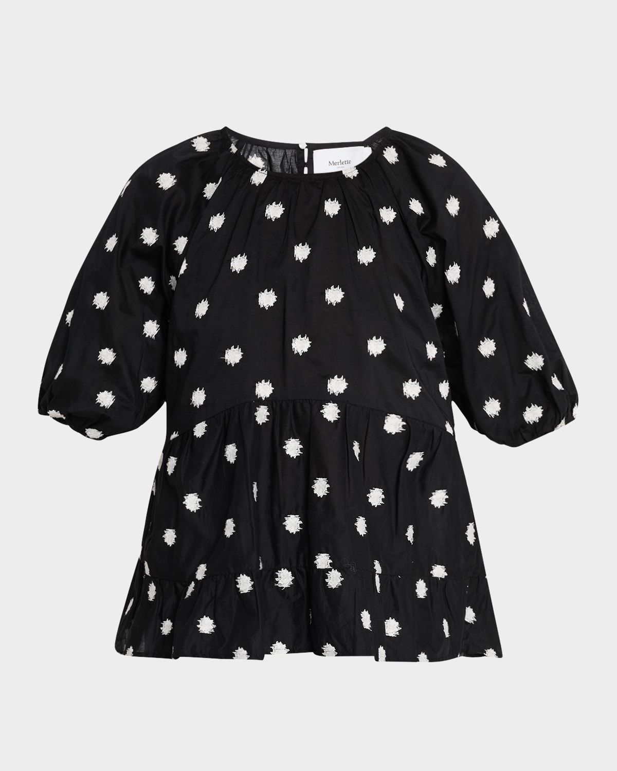 Bow Embroidered Cotton Blouse