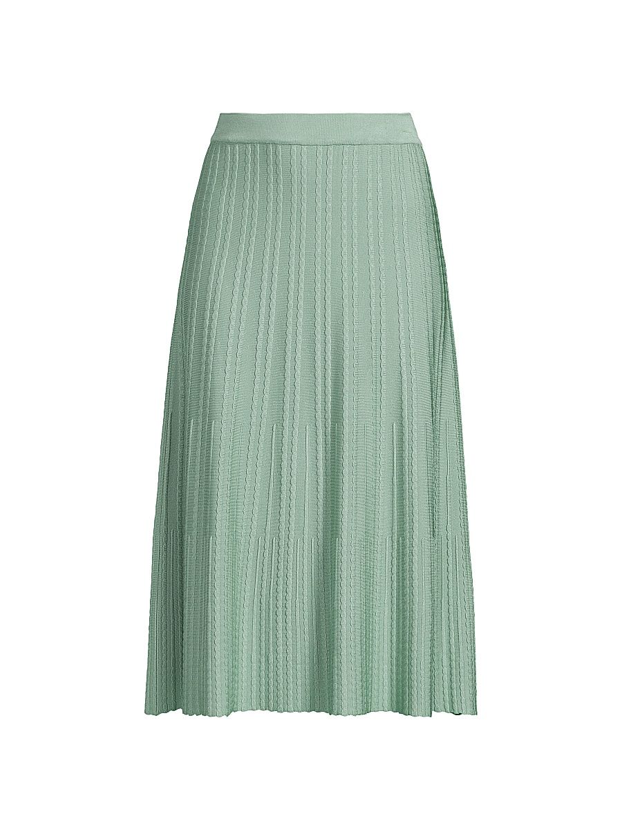Women's Scalloped Rib-Knit A-Line Midi-Skirt - Mystic Green - Size XXL
