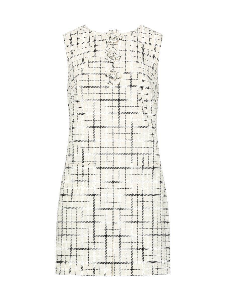 Women's Saylor Appliqué Plaid Minidress - White Black - Size 12