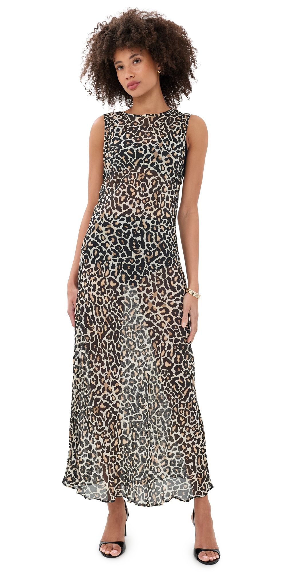 VRG GRL Francesca Sheer Maxi Leopard Dress Leopard L