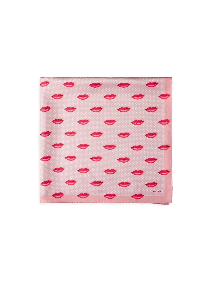 Women's Printed Silk Twill Scarf, 90 X 90 Cm - Pink