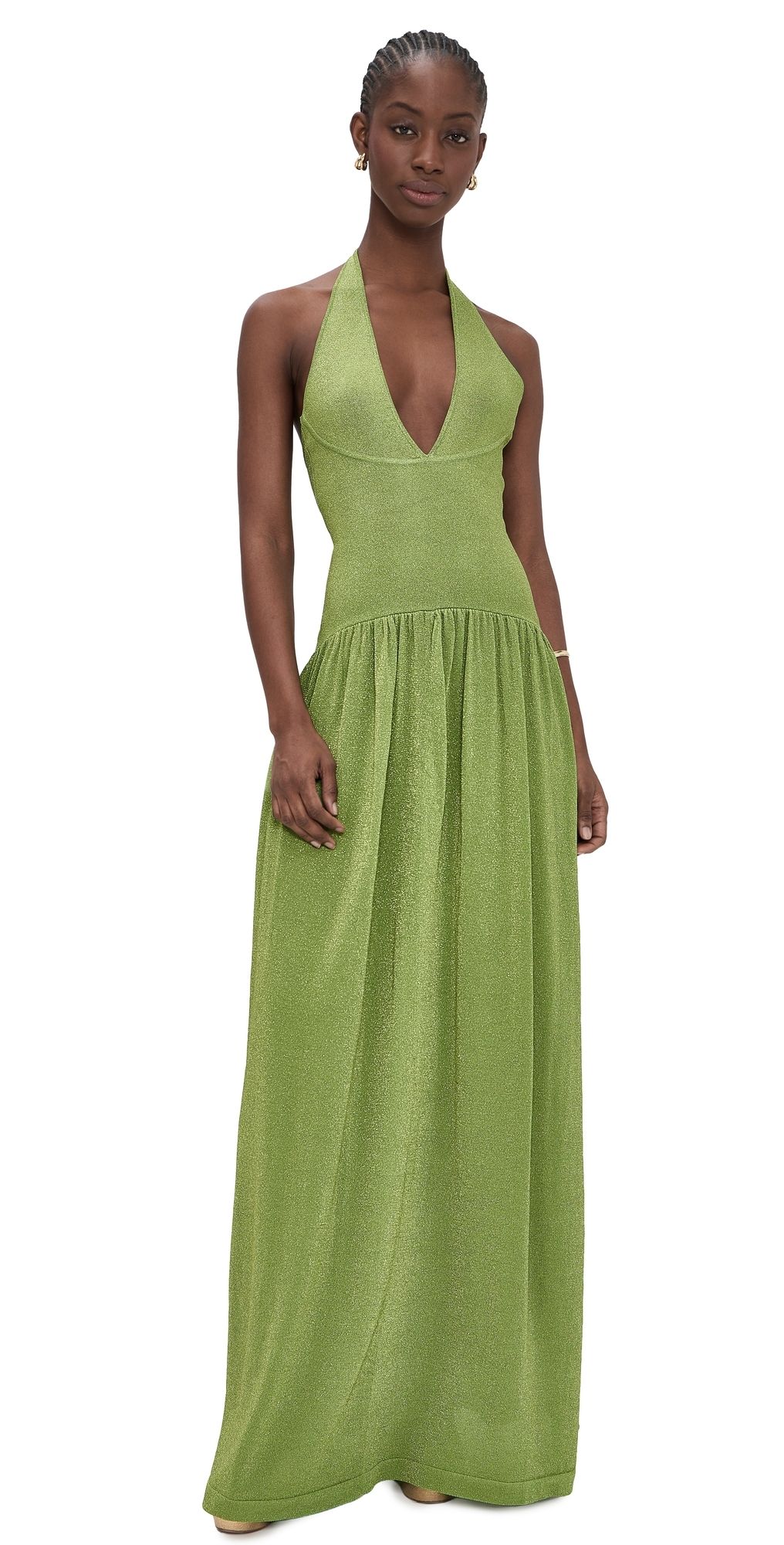 Retrofête Marcelle Dress Metallic Kiwi L