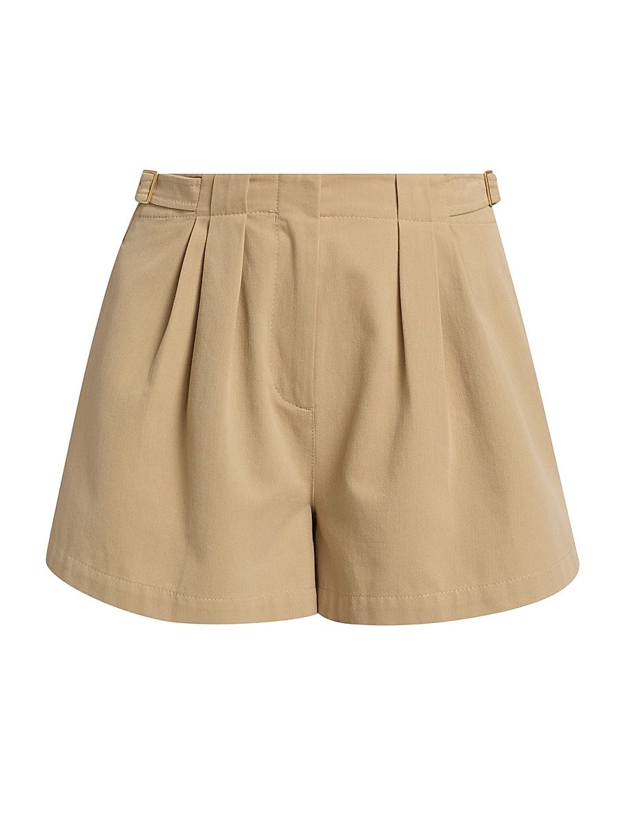 Women's Kira Pleated Cotton Shorts - Sahara - Size 12