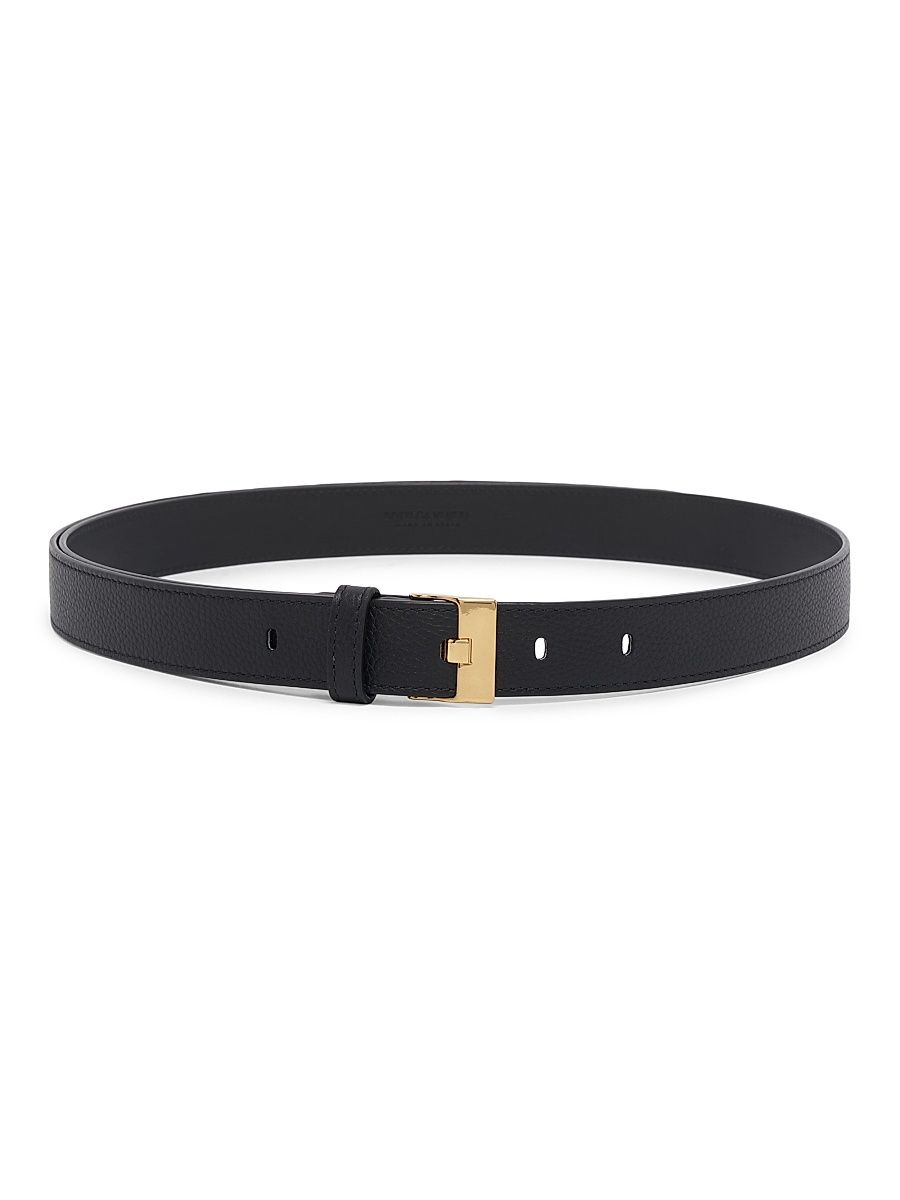 Women's Watch Pebbled Leather Belt - Black - Size Large
