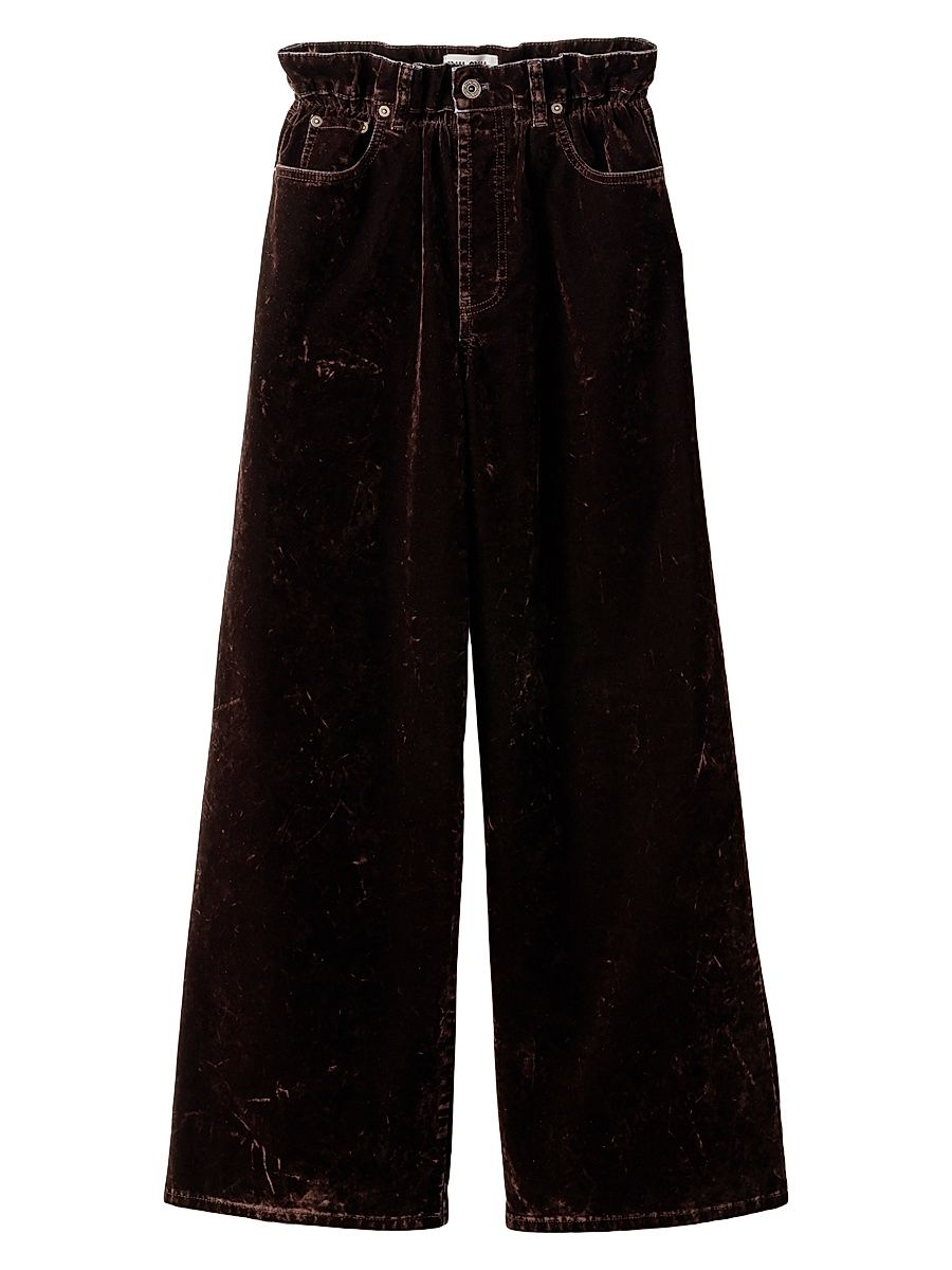 Women's Washed Flocked Chambray Pants - Brown - Size 10
