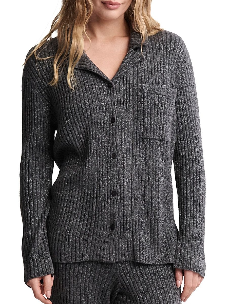 Women's Cozychic Ultra Lite Rib Button-Front Sweater - Carbon - Size XS