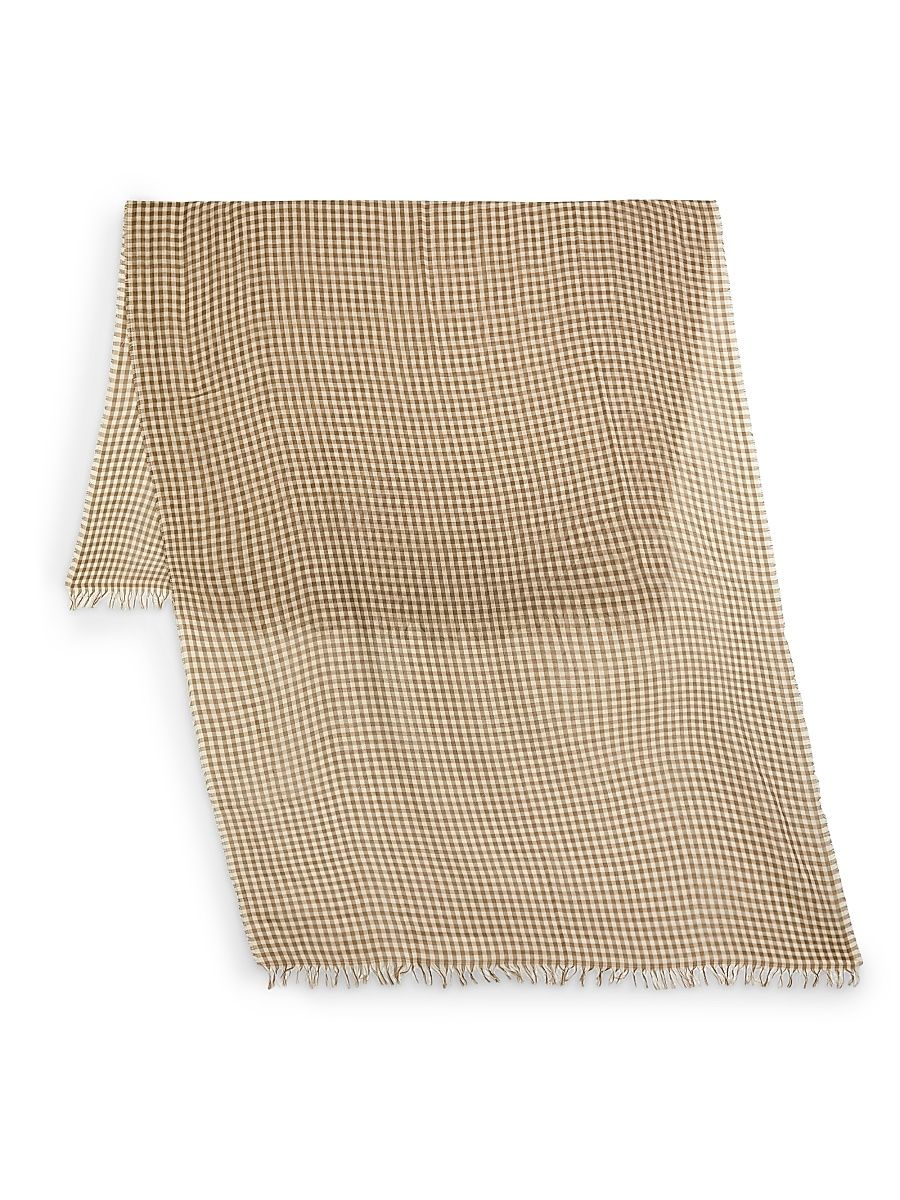 Women's Gingham Cotton Scarf - Dark Tapenade