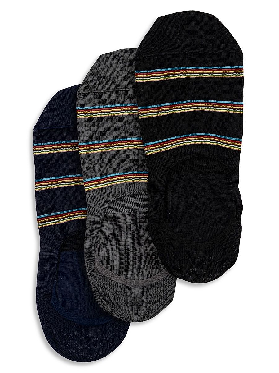 Men's 3-Pack Striped No Show Socks Set