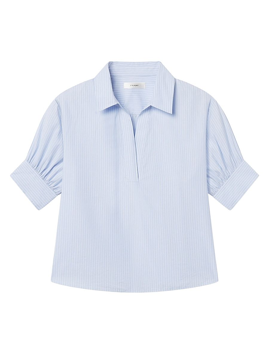 Women's Striped Cotton Top - Venice Blue Multi - Size XL