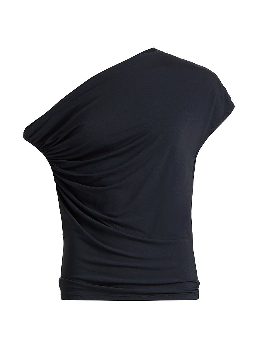 Women's Halle One-Shoulder Ruched Top - Night Blue - Size XL