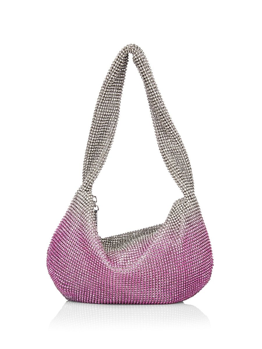 Women's Adrienne Ombré Crystal Mesh Hobo Bag - Ombre Pink