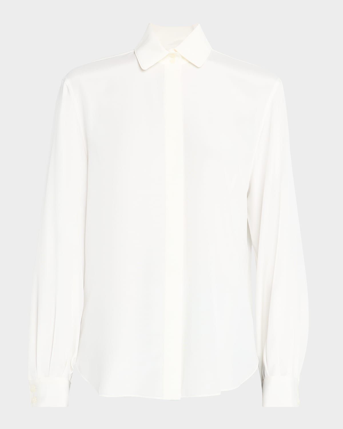 Pleated Button-Down Shirt