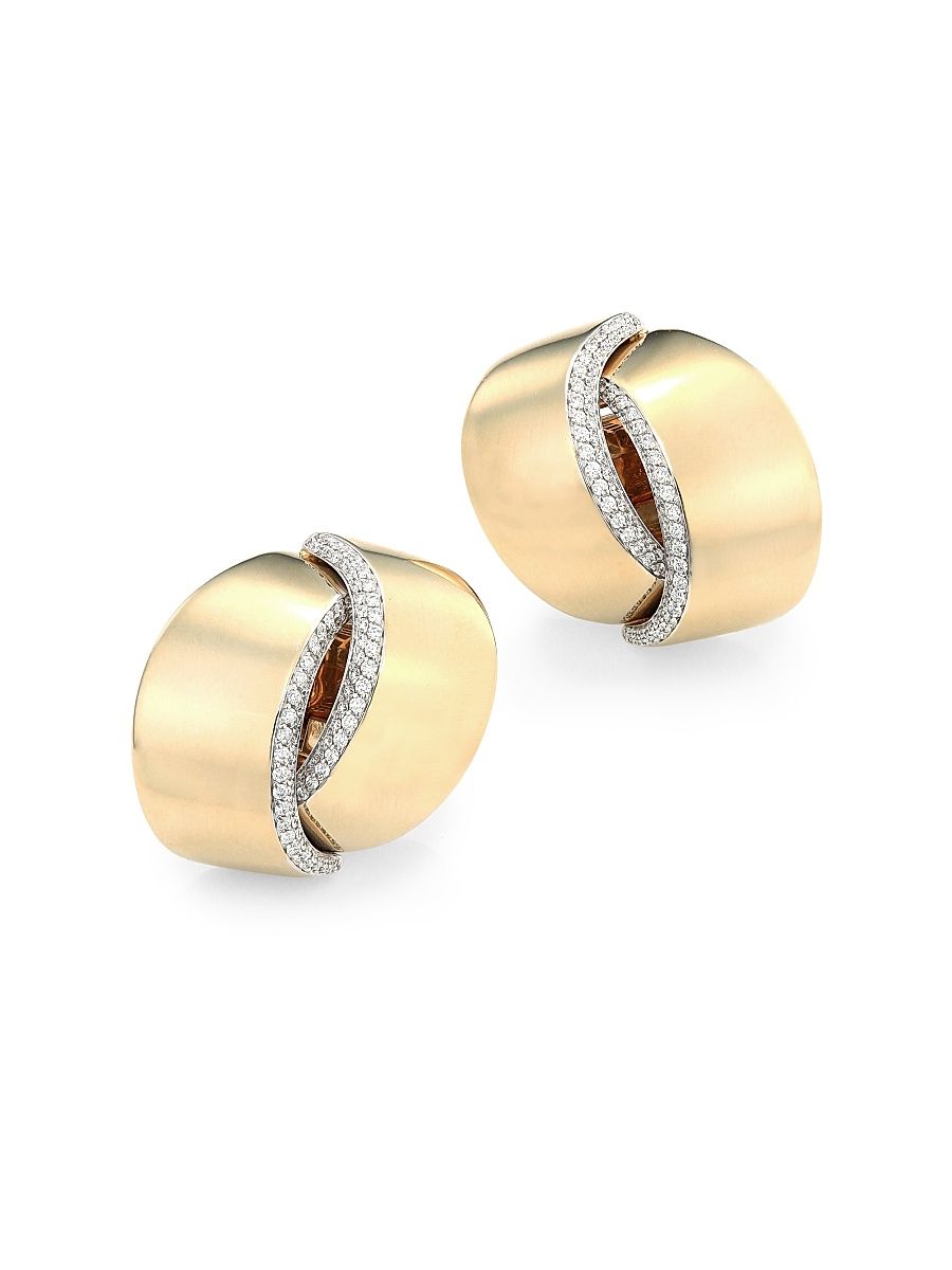 Women's Abbraccio 18K Yellow Gold & Diamond Pavé Clip-On Earrings - Gold