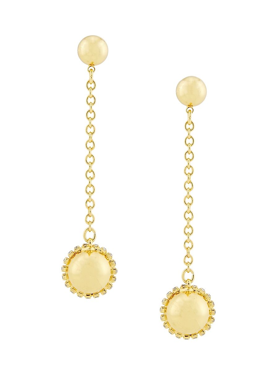 Women's 18K-Gold-Plated & Glass Crystal Ball Chain Earrings - Gold Crystal