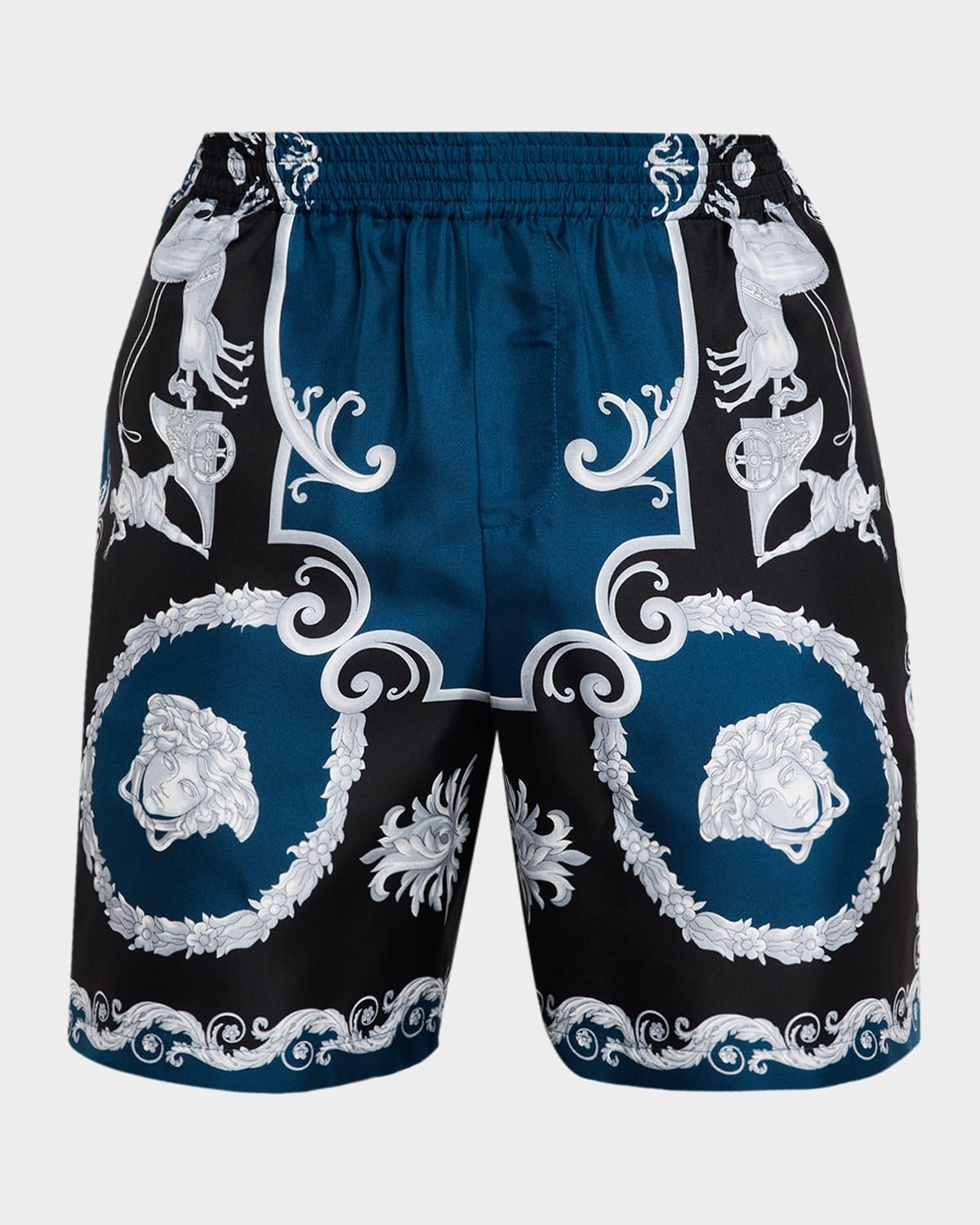Men & apos;s Printed Silk Twill Pull-On Shorts