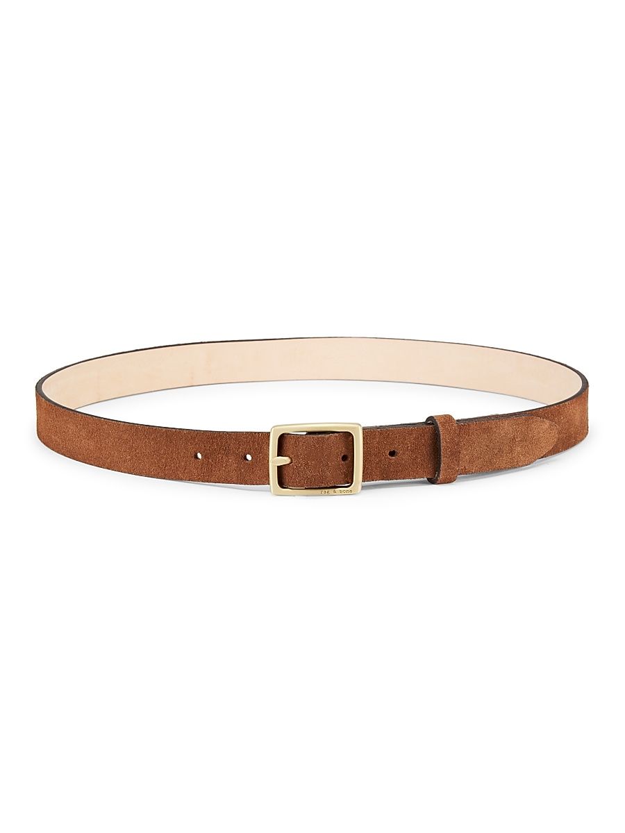 Women's Baby Boyfriend Suede Belt - Chestnut Suede - Size Medium