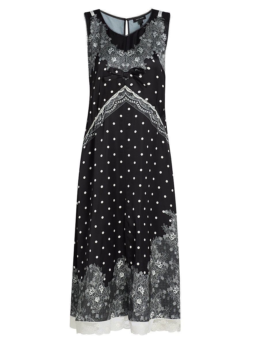 Women's Trompe L'oeil Slip Midi-Dress - Black Multi - Size XS