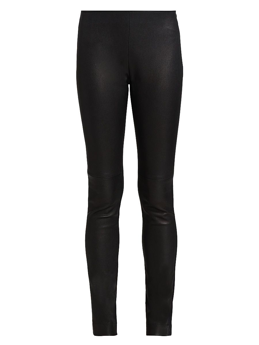Women's Fancy Leather Pants - Black - Size 10
