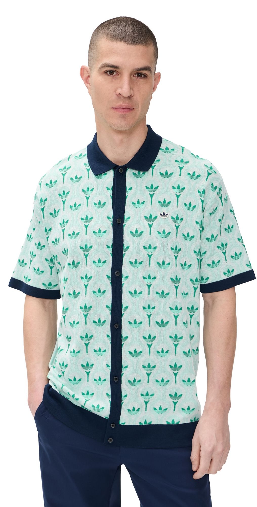 Adidas Golf Originals Knit Polo White/Clear Mint/Court Green XXL