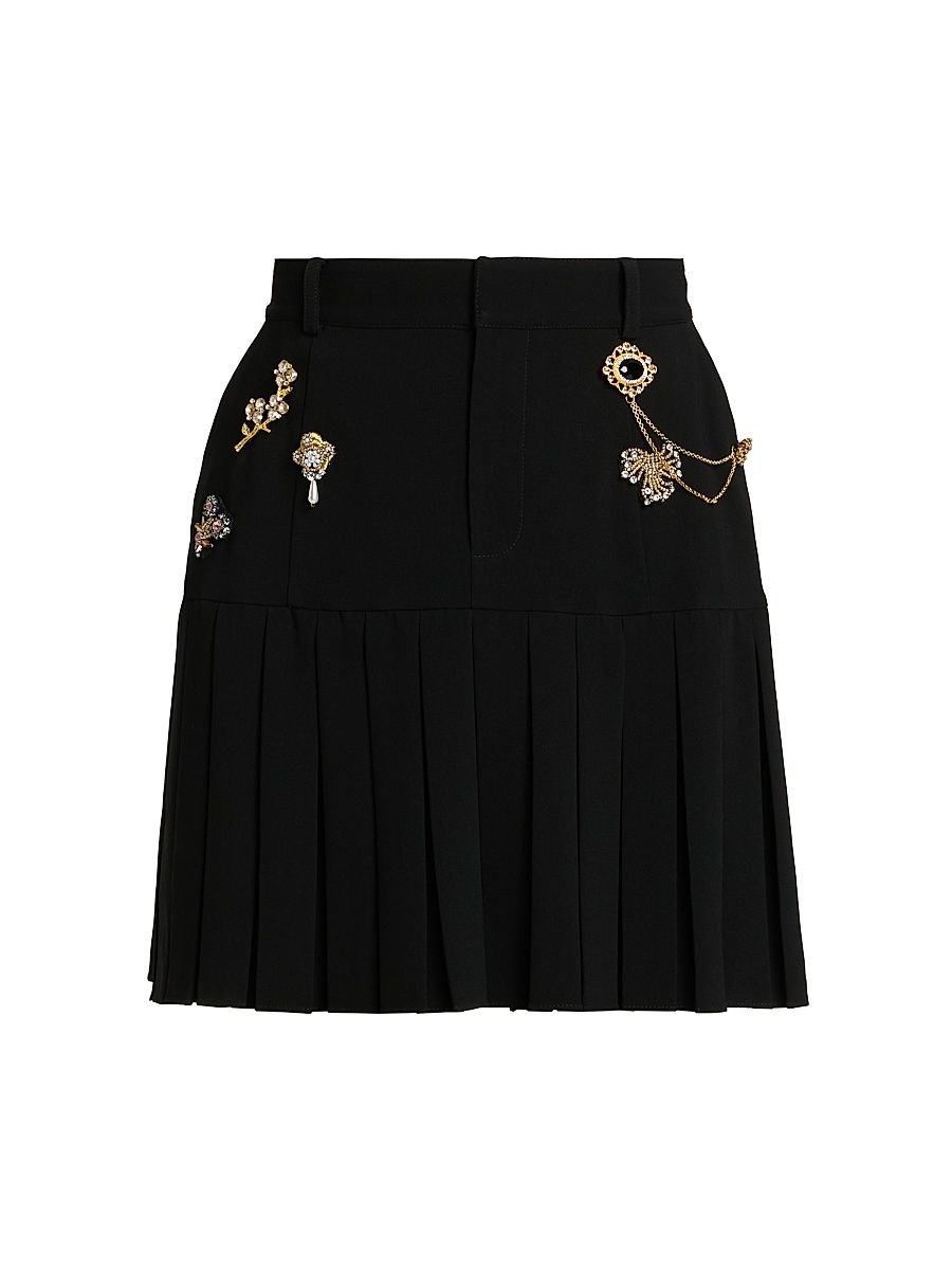 Women's Bane Pleated Embellished Miniskirt - Black - Size 16