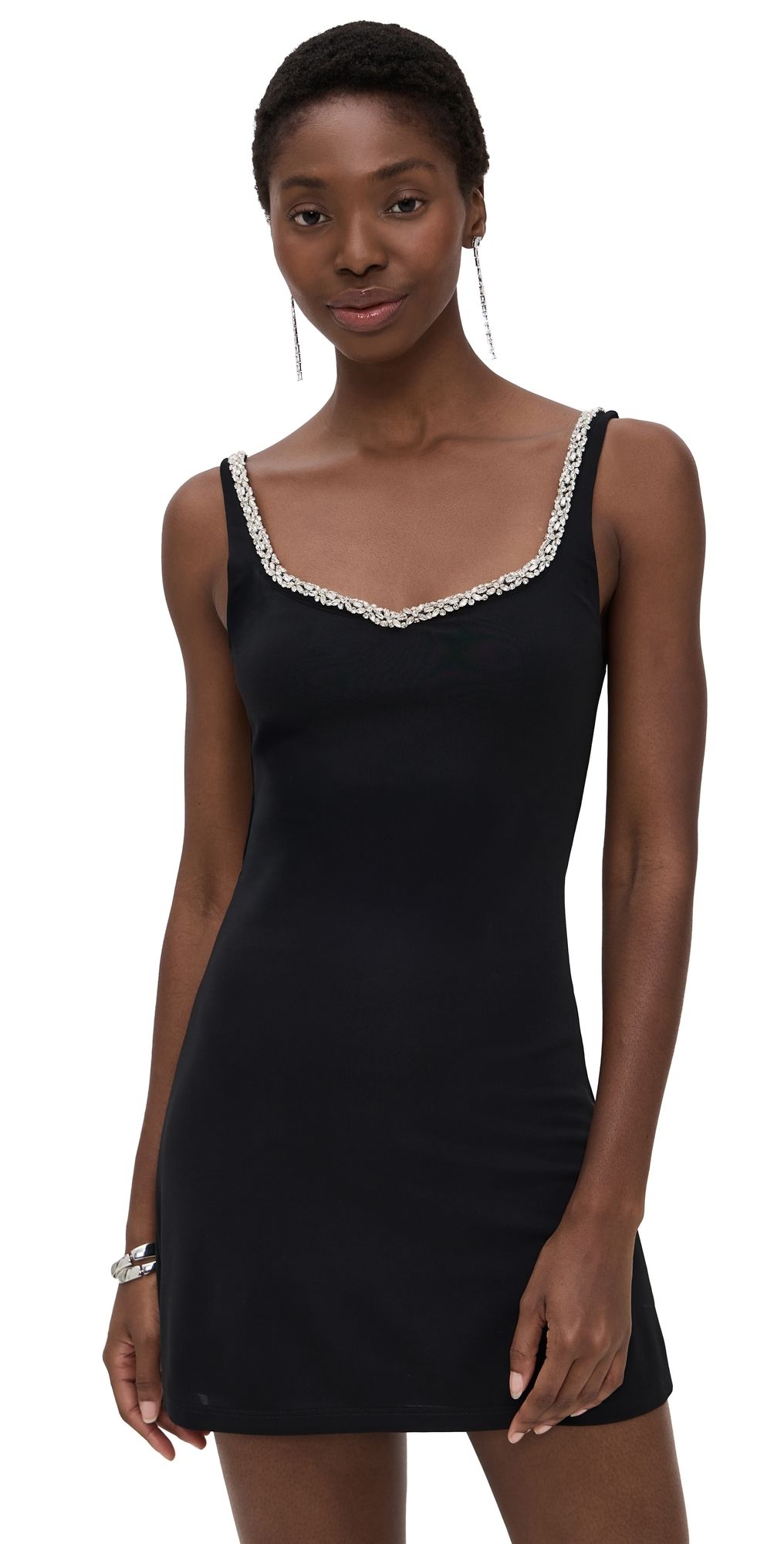 ALICE + OLIVIA Eve Embellished Trim Sweetheart Mini Dress Black 4