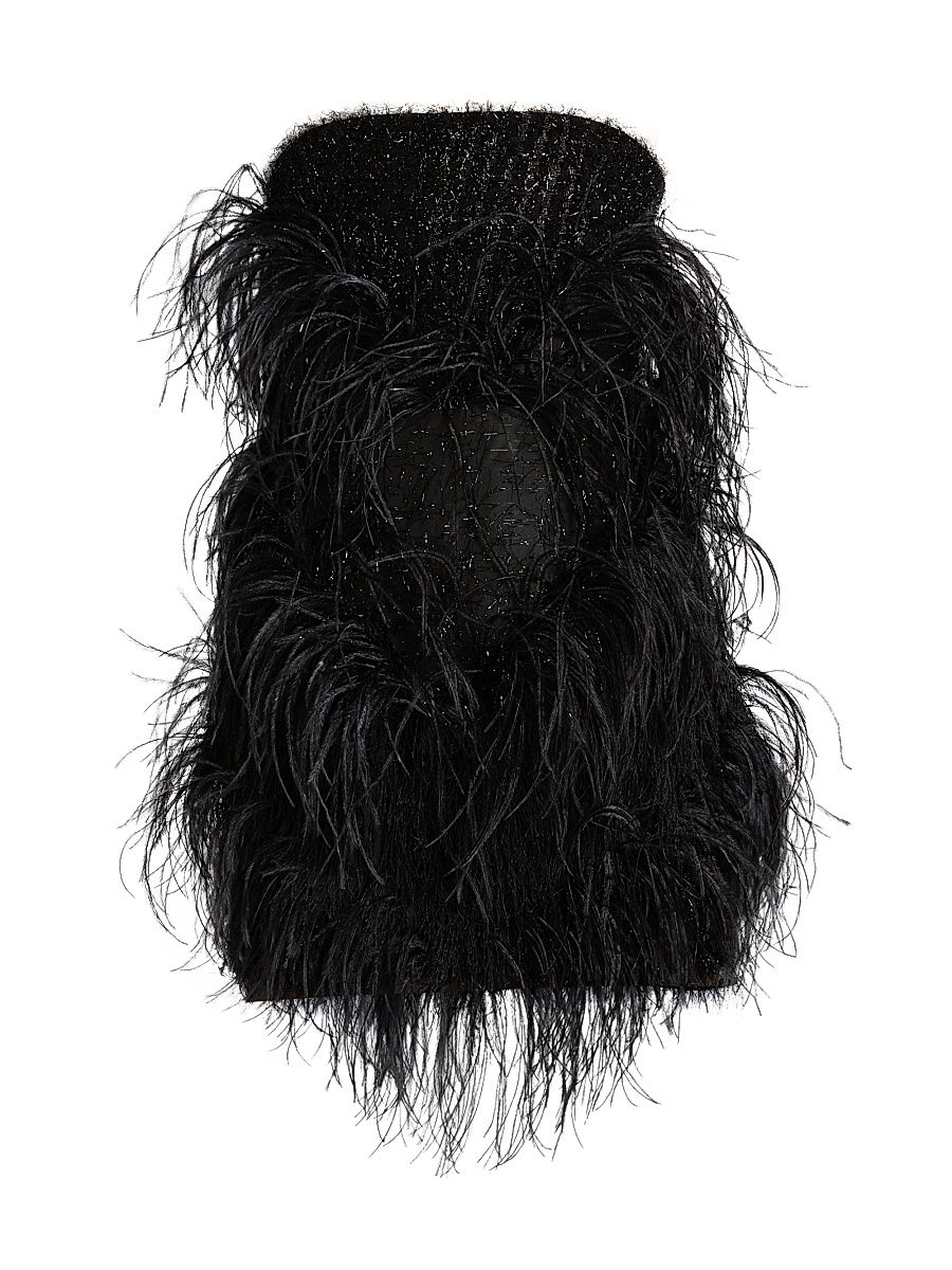 Women's Visea Feathered Strapless Minidress - Nero - Size 8