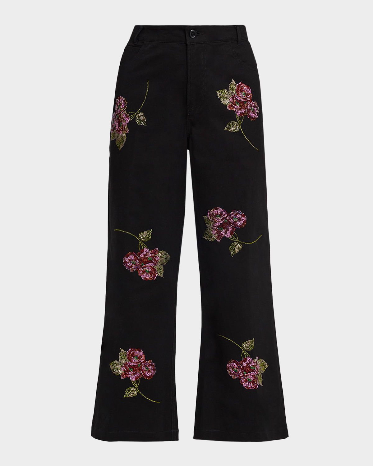Primrose Embellished Wide-Leg Crop Pants