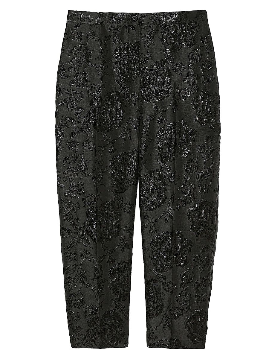 Women's Jacquard Trousers - Black - Size 20