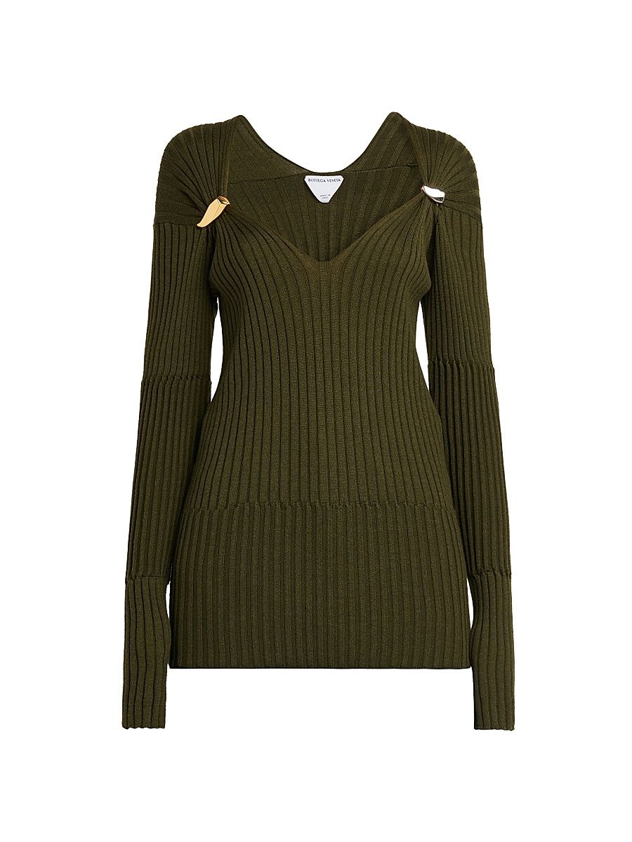 Women's Prisma Brooch Cashmere-Silk Sweater - Wader Green - Size XL