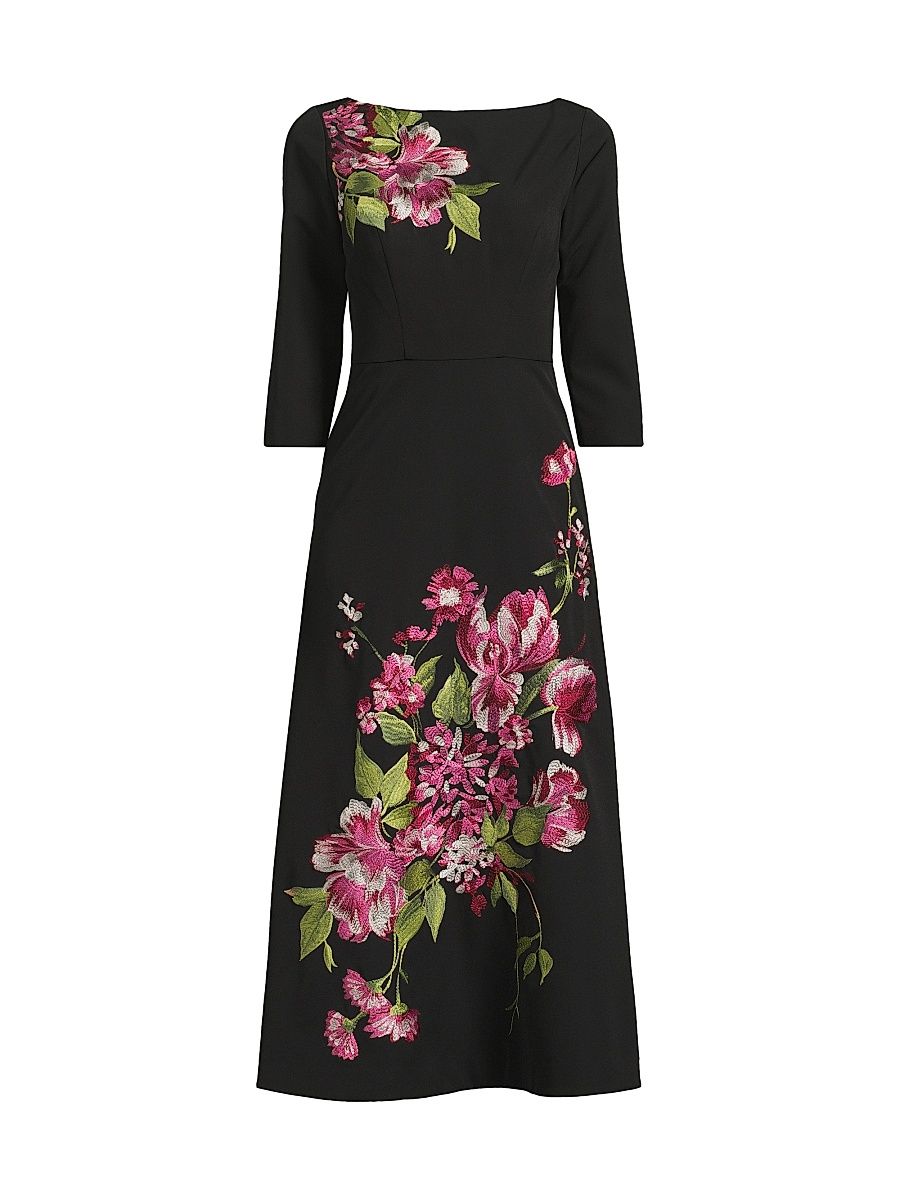 Women's Greta Floral Bouquet Midi-Dress - Carbon Multi - Size 4