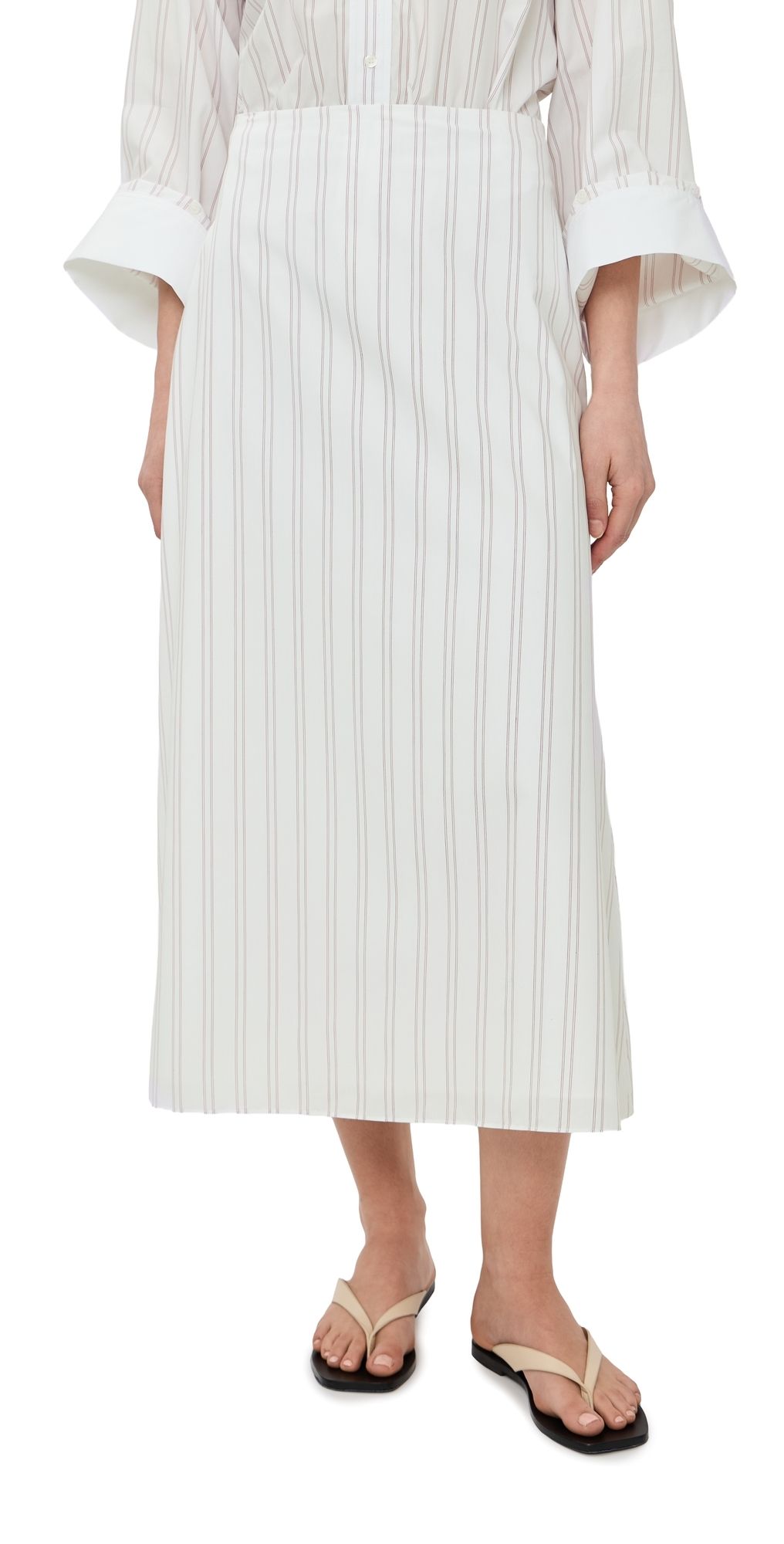 TWP The A Line Cotton Skirt White/Wine 4