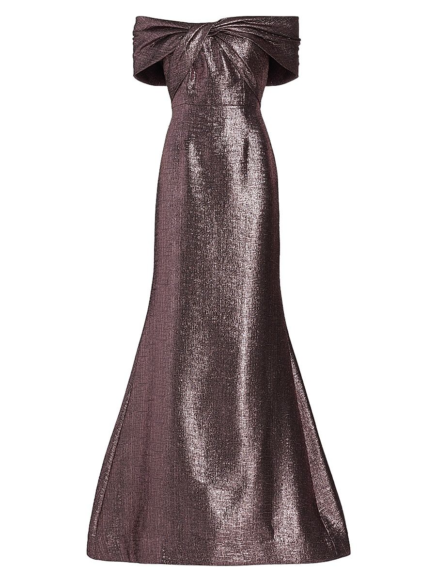 Women's Off-The-Shoulder Metallic Gown - Amethyst - Size 12