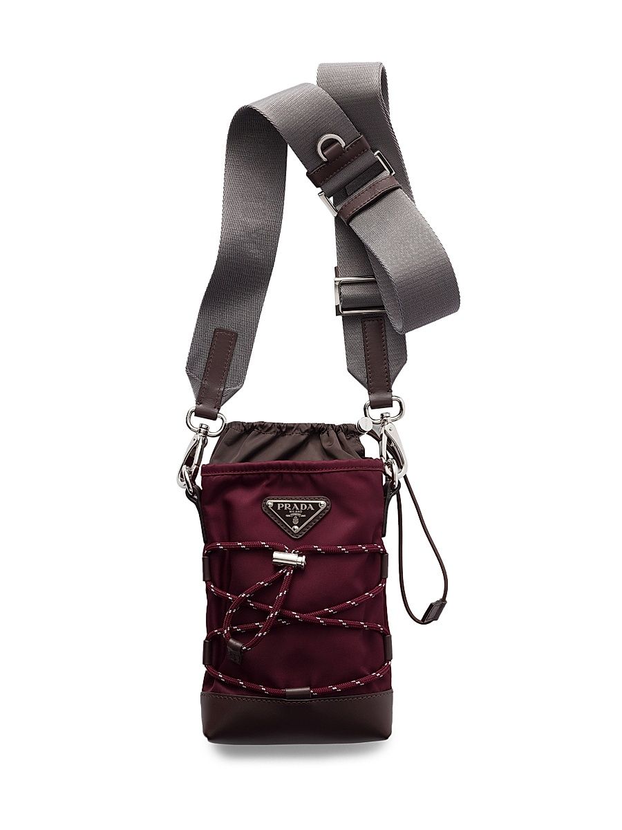 Men's Re-Nylon and Leather Smartphone Case - Dark Red