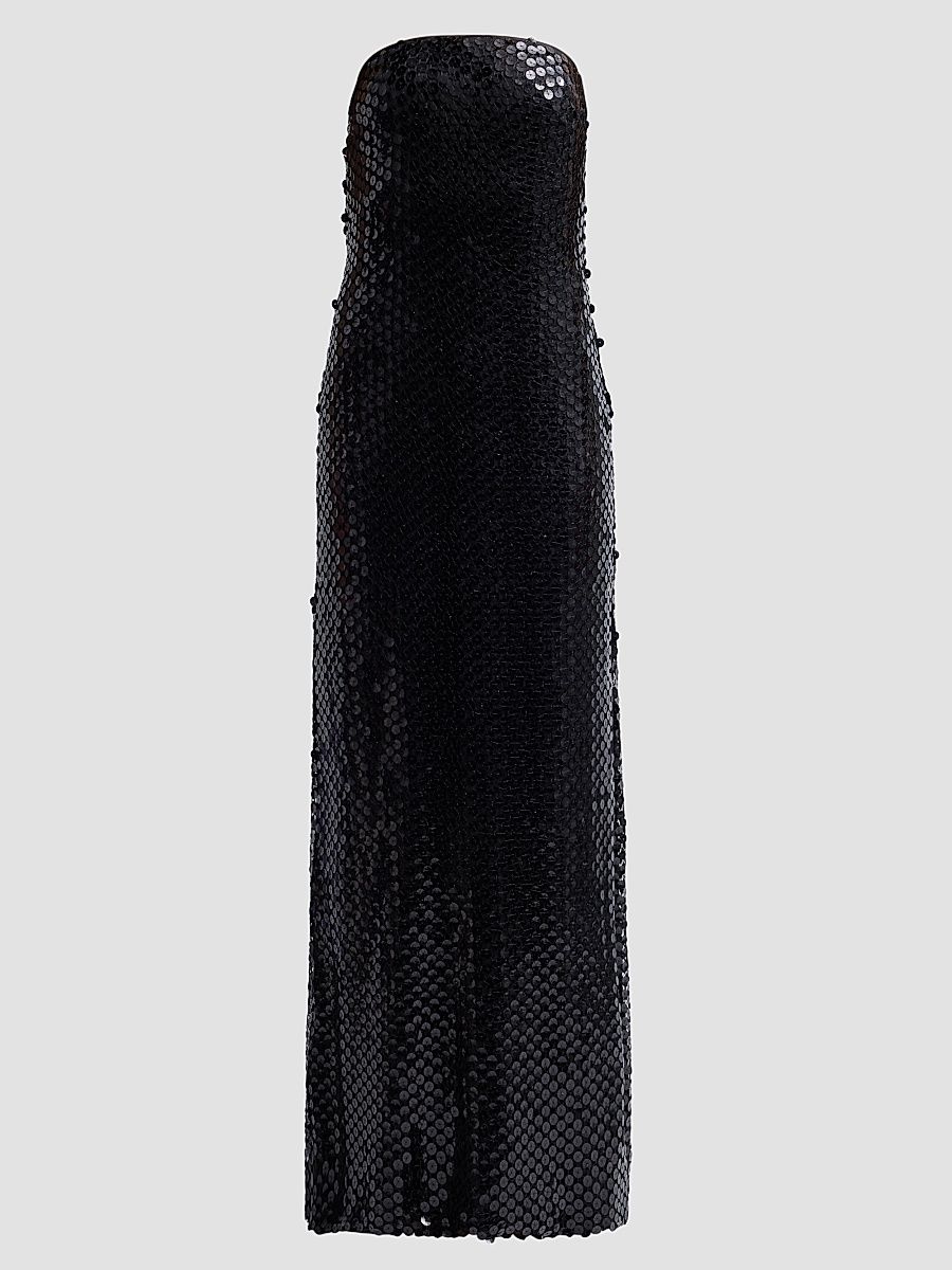Women's Angel Sequined Strapless Gown - Black Mesh - Size 0